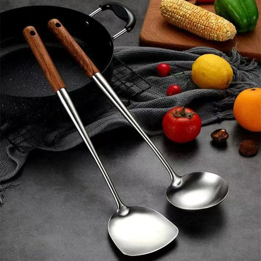 Spatula Sturdy Not Easy To Rust Bull Polishing Wooden Handle Cookware Set Extended Spoon Convenient And Fast Durable Spoon