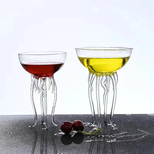 150ml Creative Cocktail Glass Transparent Jellyfish Cup Juice Tall Glass Round Wine Champagne Drink Glassware Bar Restaurant