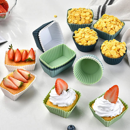 24 Pcs Silicone Muffin Cup Molds, Reusable Non-Stick Muffin Cupcake Baking Molds, Cupcake Liners, Kitchen Baking Gadgets