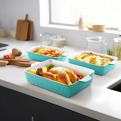 Casserole Dishes for Oven Lasagna Pan Deep Baking Pan Ceramic Bakeware Set for Cooking, Kitchen, Cake Dinner