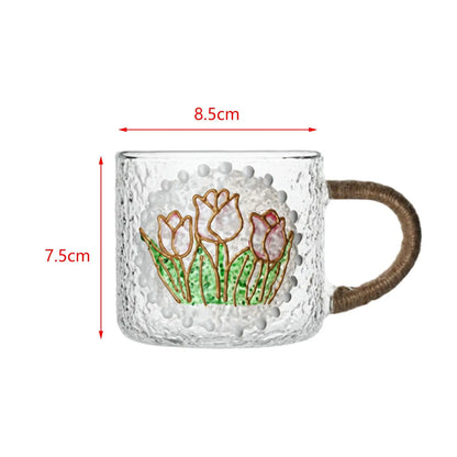 Kettle Unique Ornament Glassware Flower Design Decoration Craft Glass Cup for Accessories Presents Home Bar Housewarming