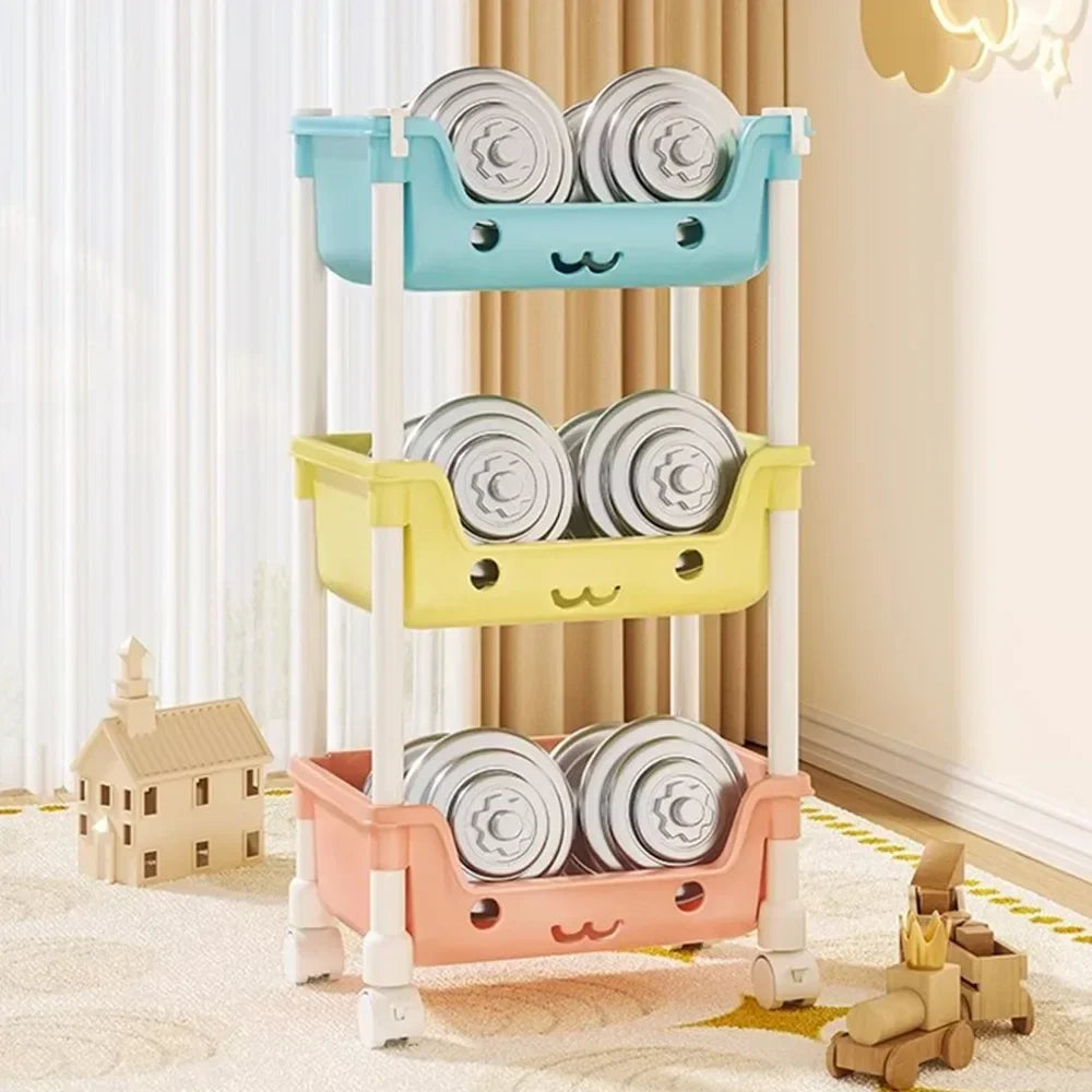 Children's Toy Storage Rack and Rotating Bookshelf