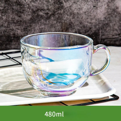 480ml Heat-resistant Glass Coffee Cup Set Transparent Amber Oat Milk  Breakfast Mug with Handle Home Office Glassware Drinkware