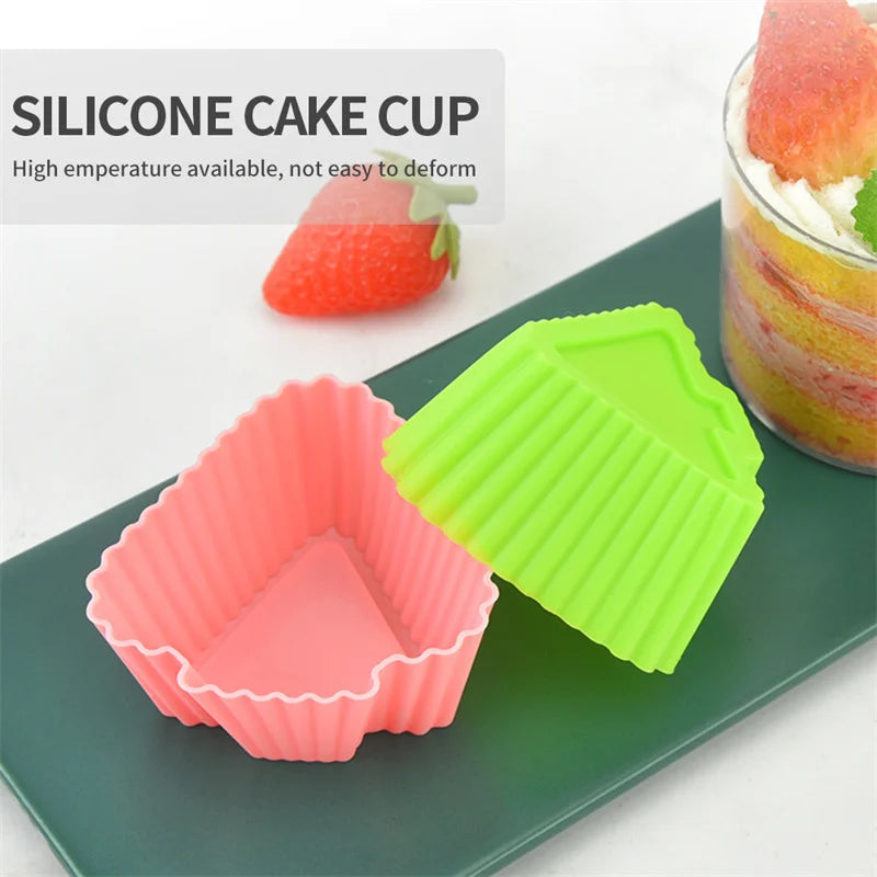 Triangle Christmas Tree-shaped Silicone Cake Cups Kitchen Tart Muffin Cake Pudding Handmade Baking Mold