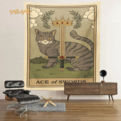 Cat Tarot Card Tapestry