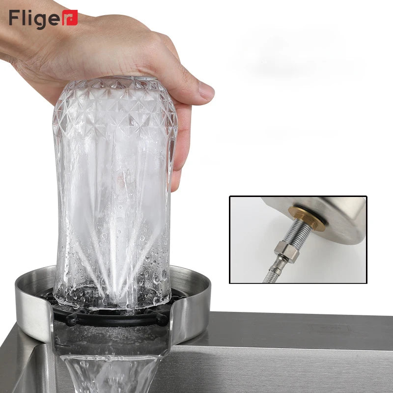 Automatic Cup Washer Kitchen Sink Glass Rinser Bar Glass Rinser Coffee Pitcher Wash Cup Tool Kitchen Sink Accessories