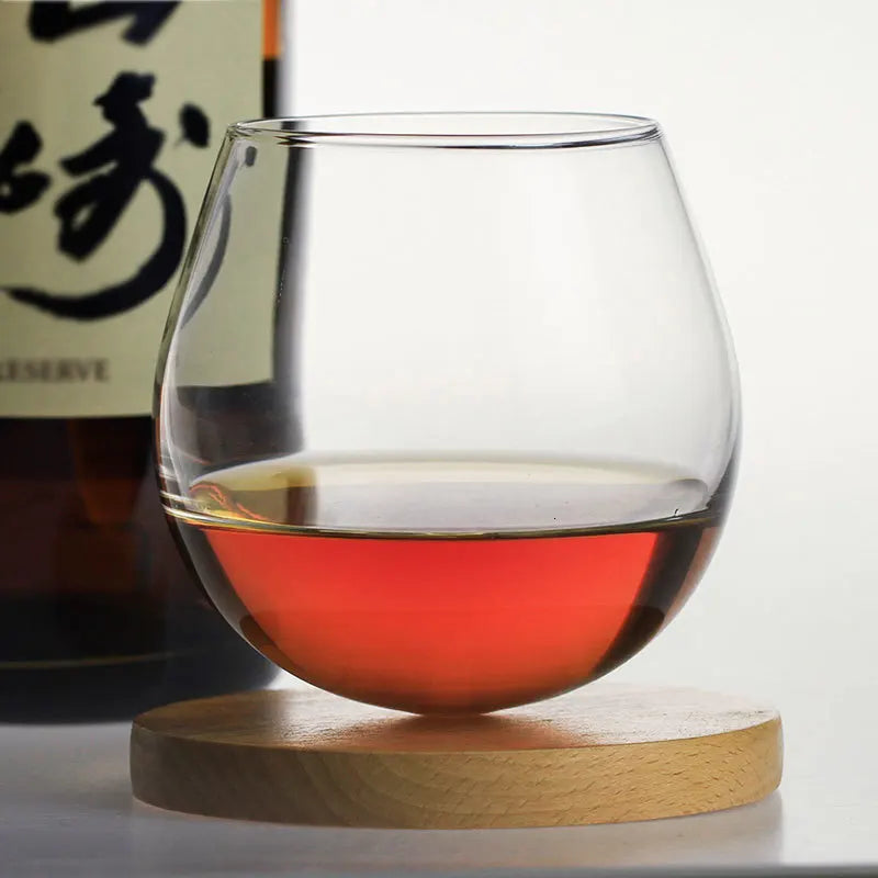 Slow Roll Whisky Cup Rock Fund Wine Glass Japanese Style Wooden Tray Whiskey Rum Glassware For Bar Household Party Crystal