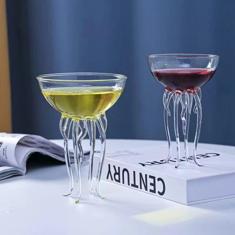 150ml Creative Cocktail Glass Transparent Jellyfish Cup Juice Tall Glass Round Wine Champagne Drink Glassware Bar Restaurant