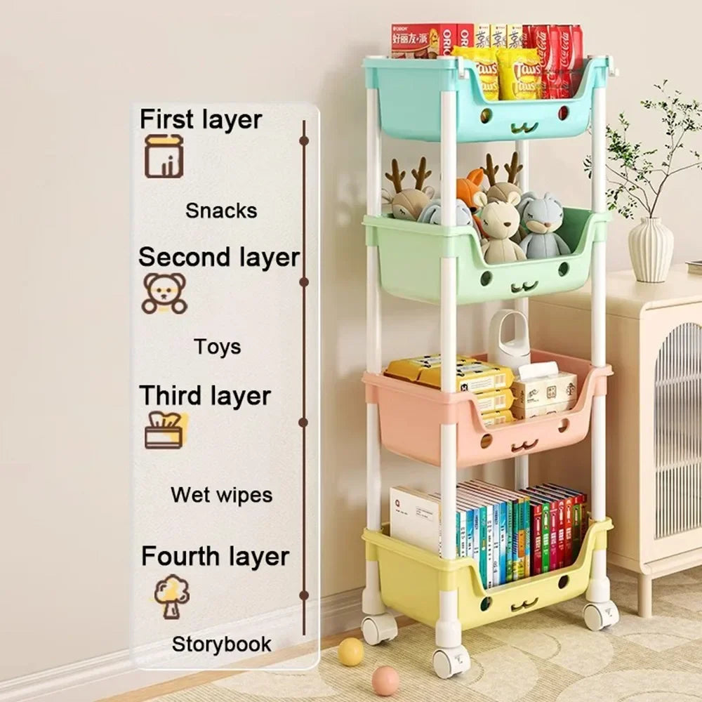 Children's Toy Storage Rack and Rotating Bookshelf