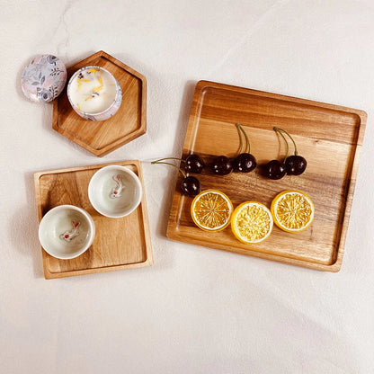 1PC Natural Whole Wood Lovesickness Wood Round Handmade Acacia Plate Round Sushi Dish Dessert Fruit Bread Dishes Soup Tableware