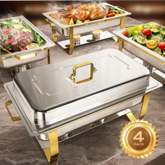 Gold & Silver Stainless Steel Chafing Dishes for Buffet - XMSJ