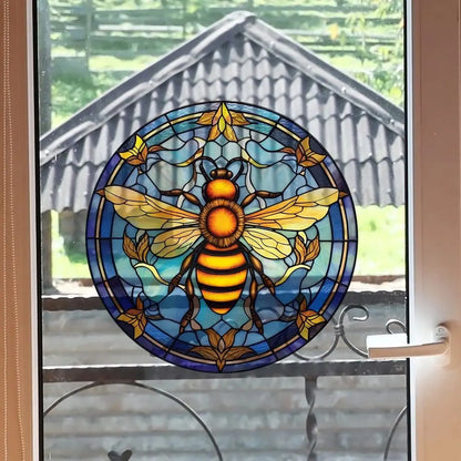 Stained Glass Window Film - Hummingbirds, Bee, Butterfly Pattern