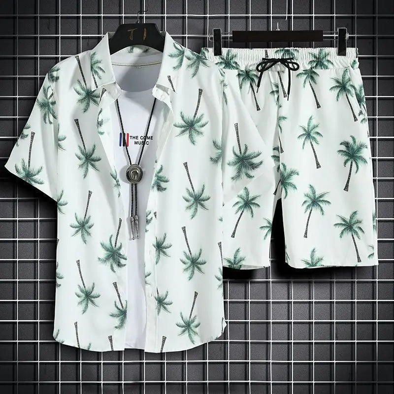 Beach Clothes For Men 2 Piece Set Quick Dry Hawaiian Shirt and Shorts Set Men Fashion Clothing Printing Casual Outfits Summer