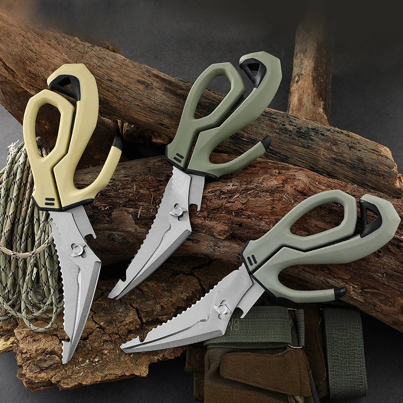 Kitchen stainless steel multi-functional scissors can be split fish bone scissors outdoor professional fishing scissors