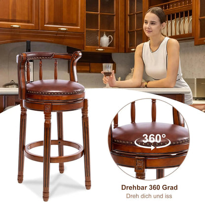 360 Degree Swivel Bar Height Chair with Backs for Home Kitchen Counter, Chair Dining R