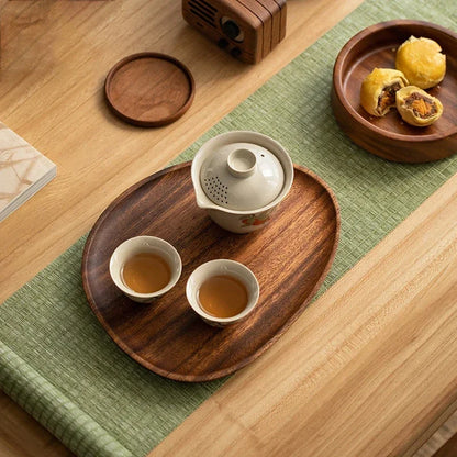 Set Whole Wood Lovesickness Wood Irregular Oval Solid Wood Pan Plate Fruit Dishes Saucer Tea Tray Dessert Dinner Plate Tableware