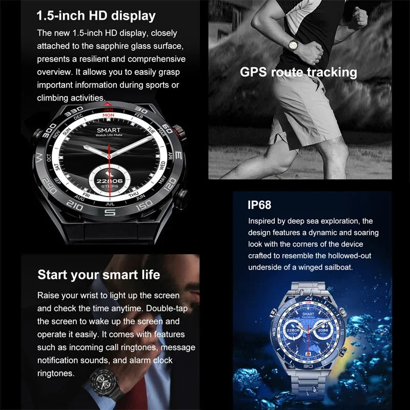 For Huawei Xiaomi NFC Smart Watch Men GPS Tracker AMOLED 454*454 HD Screen Heart Rate ECG+PPG Bluetooth Call SmartWatch 2024 New