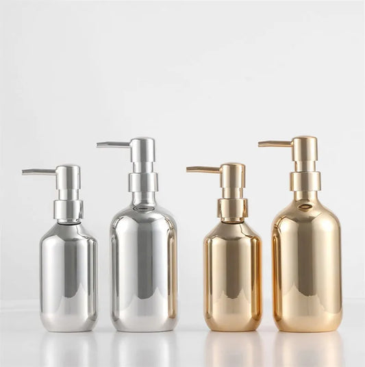 300ml/500ml Pet Electroplating Process Bathroom Shampoo Empty Pump Bottle Dispenser Shower Gel Liquid Sub-Bottling Container