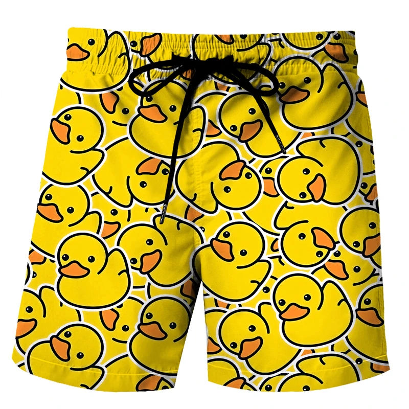 3D Print Animal Duck Beach Shorts - Men & Kids