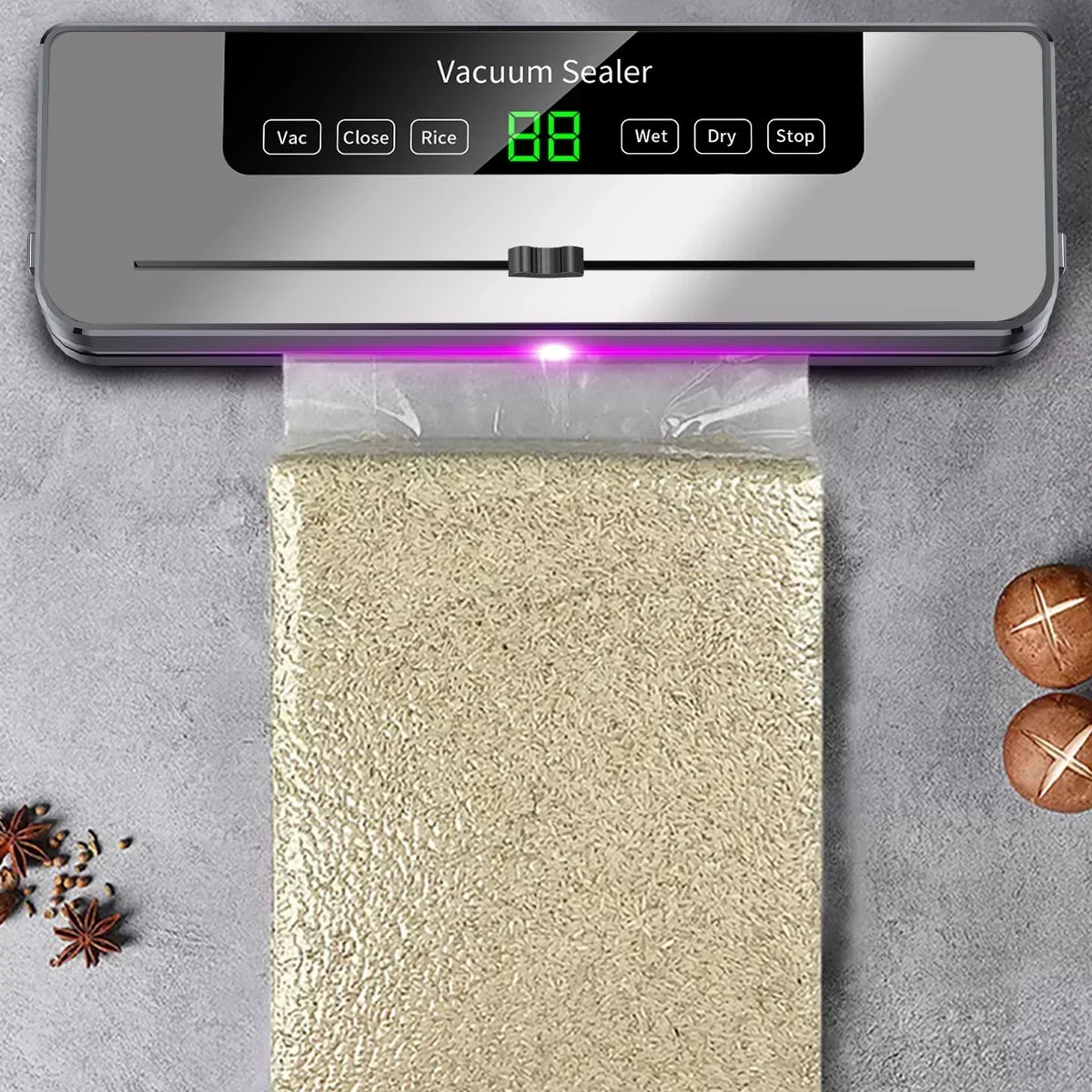 Electric Vacuum Sealer with Purple Light Sterilization – Ultimate Food Preservation Tool