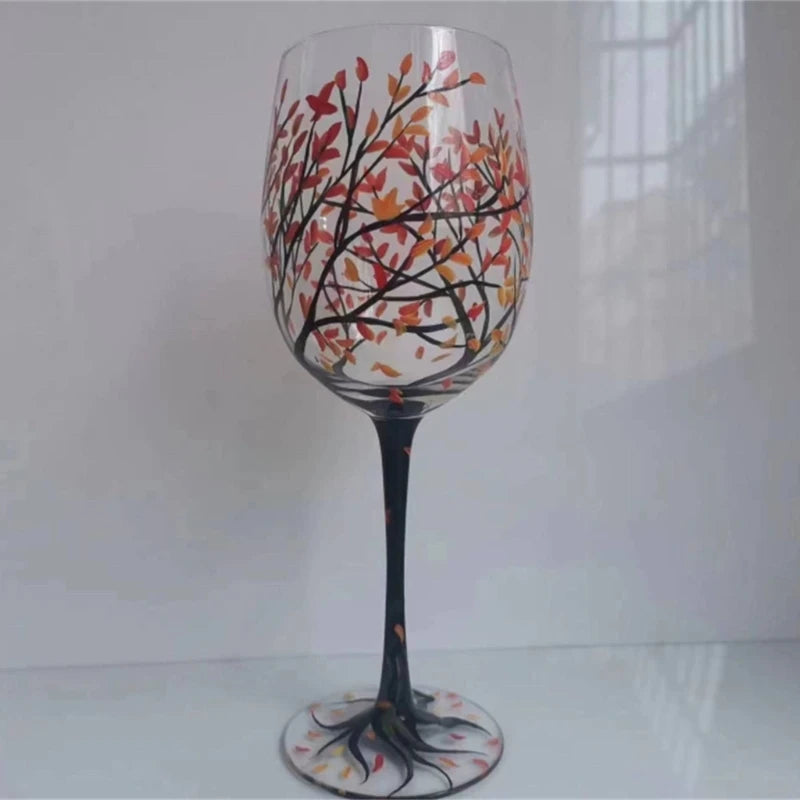 1PC Creative Four Seasons Tree Wine Glass Durable Juice Beer Stem Glass Elegant Glassware for White Wine Red Wine or Cocktails