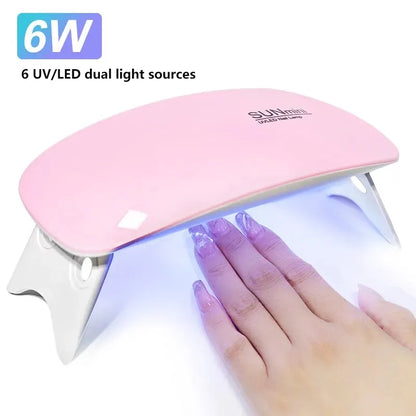 6W Mini Nail Dryer Machine Portable 6 LED UV Manicure Lamp Home Use Nail Lamp For Drying Polish Varnish With USB Cable