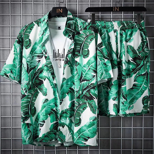 Beach Clothes For Men 2 Piece Set Quick Dry Hawaiian Shirt and Shorts Set Men Fashion Clothing Printing Casual Outfits Summer