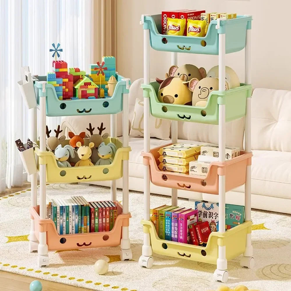 Children's Toy Storage Rack and Rotating Bookshelf